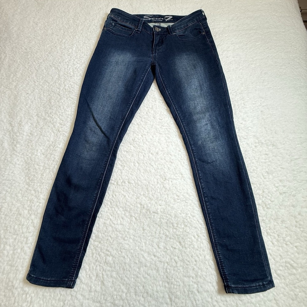 Seven7 Legging Jeans Women 4 Mid Rise Dark Wash Cotton Blend Blue Solid